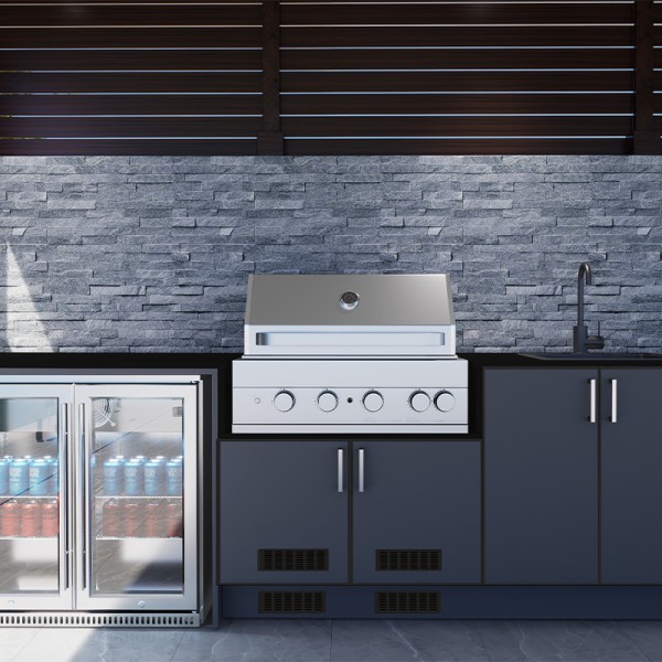 Charcoal Doors with Midnight Riviera Stone and Stainless Steel Appliances