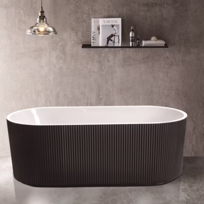 FLUTED GLOSS BLACK Freestanding  Bathtub