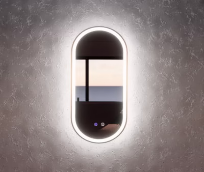 YARRA Black Frame Oval LED Mirror(450-600)mm