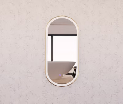 YARRA Gold Frame Oval LED Mirror(450-600)mm