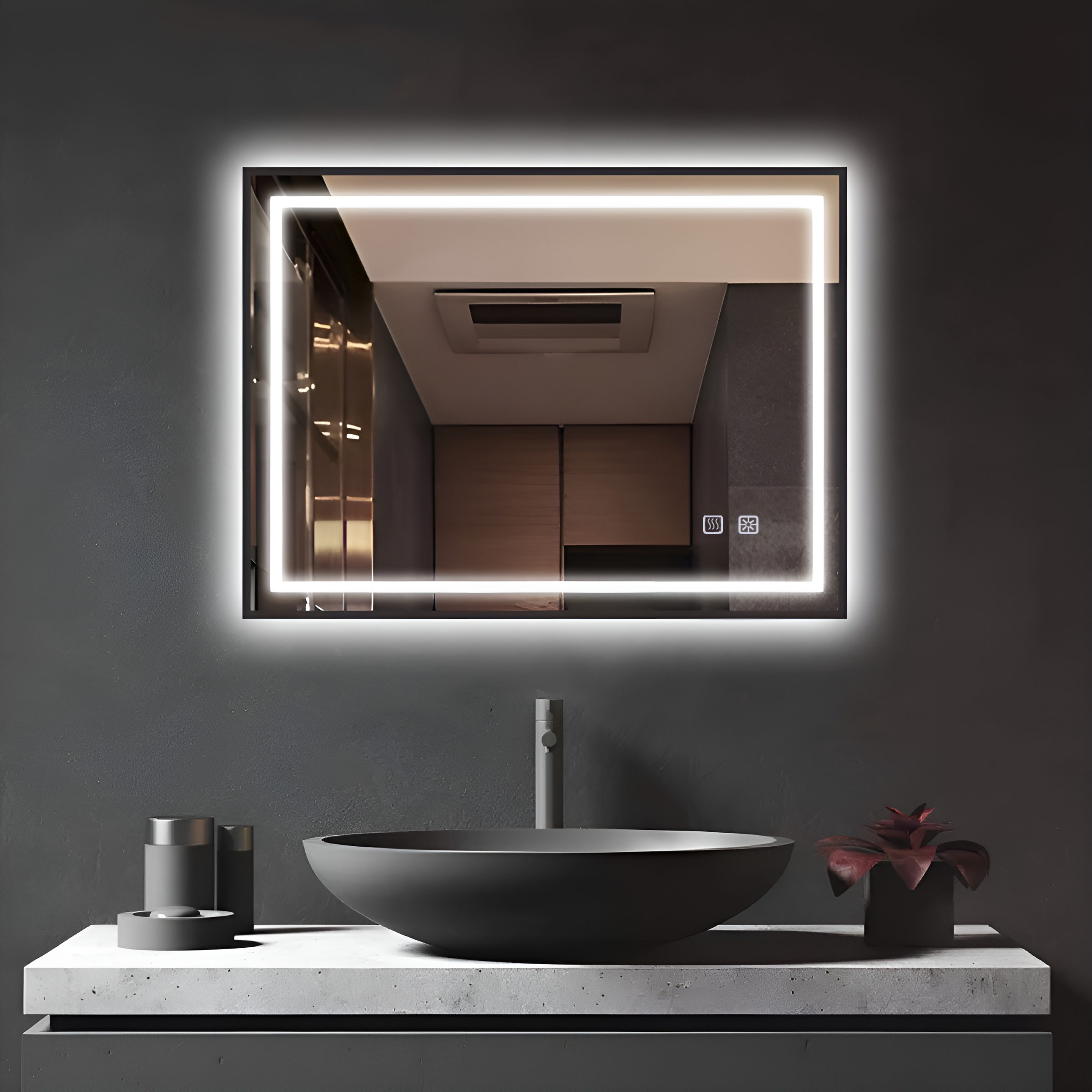 KINGSTON  Black Frame LED Mirror(900-1200)mm