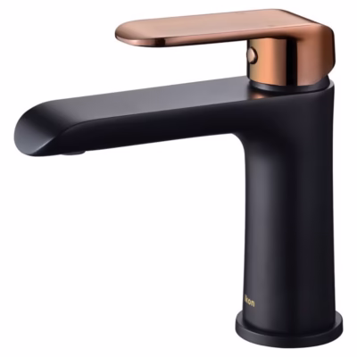Kara Basin Mixer BLACK & ROSE GOLD HANDLE