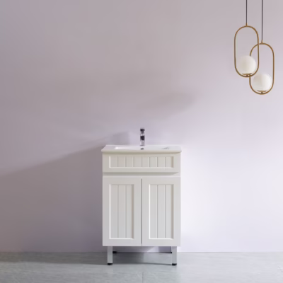600mm ACACIA Slim Matte White Waterproof Vanity on Legs