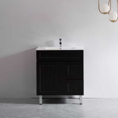 750mm Acacia Matte Black PVC Waterproof Vanity on Legs