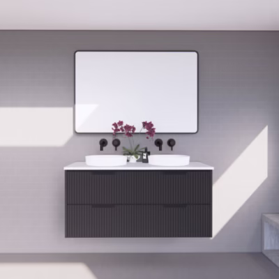 1200mm BALI Matte Black Wall Hung Vanity(Double Bowl)
