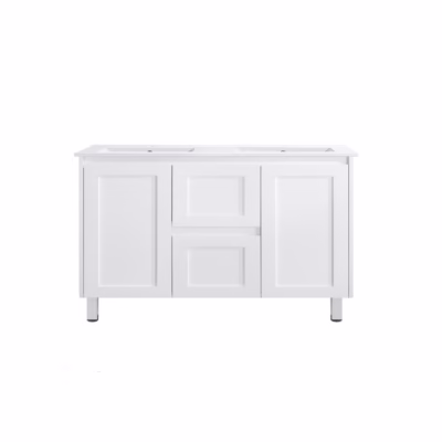 1200mm Matte White Shaker Door Vanity on Legs(Double Bowl)