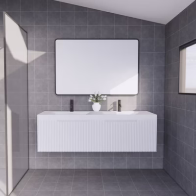 1500mm VIENNA Matte White Wall Hung Vanity(Double Bowl)