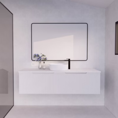 1500mm VIENNA Matte White Wall Hung Vanity(Single Bowl)