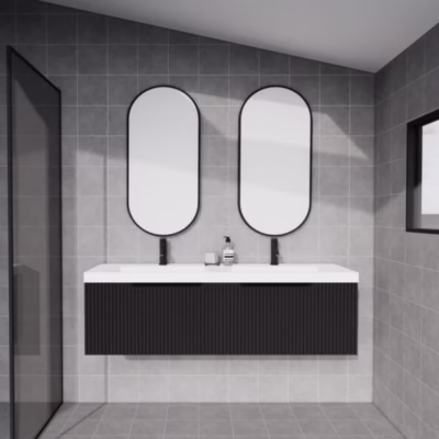 1500mm VIENNA Matte Black Wall Hung Vanity(Double Bowl)