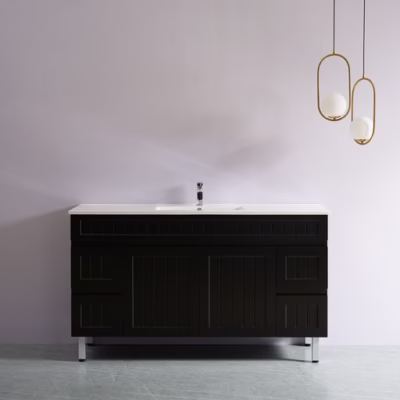 1500mm ACACIA Matte Black Waterproof Vanity on Legs (Single Bowl)