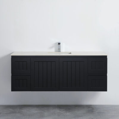1500mm ACACIA Matte Black Waterproof Wall Hung Vanity (Single Bowl)