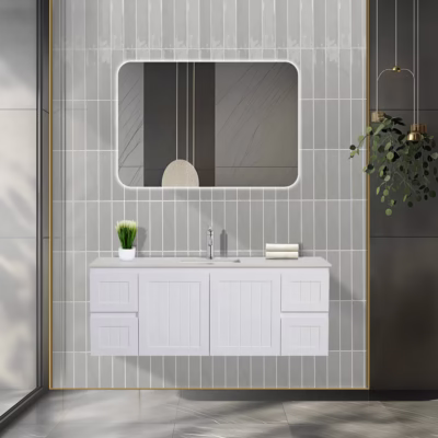 1500mm ACACIA Matte White Waterproof Wall Hung Vanity (Single Bowl)