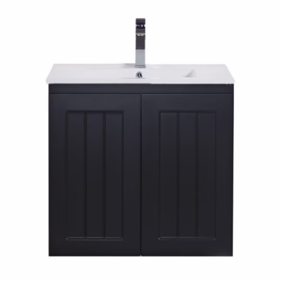 600mm Acacia Matte Black PVC Waterproof Vanity Wall Hung