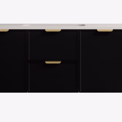 1200MM Madura Federation Wall Hung Cabinet Matte Black (Single Bowl)