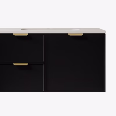 900MM Madura Federation Wall Hung Cabinet Matte Black (L Hand Drawers)