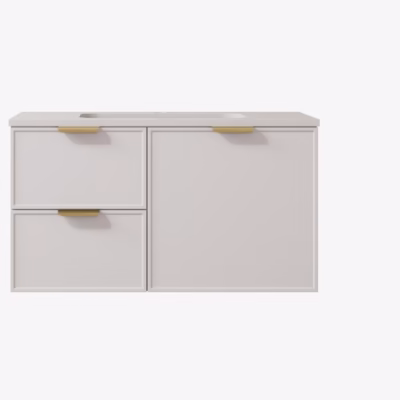 900MM Madura Federation Wall Hung Cabinet Matte White (L Hand Drawers)