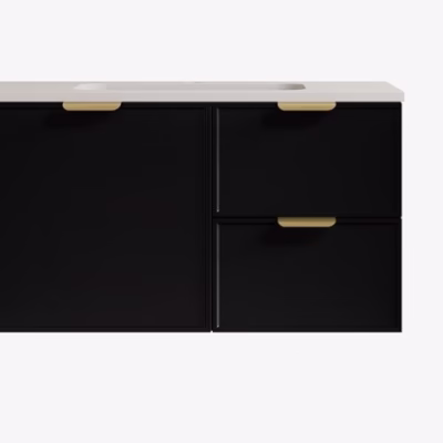 900MM Madura Federation Wall Hung Cabinet Matte Black (R Hand Drawers)