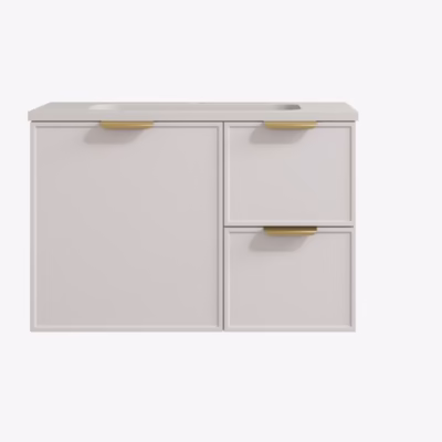 900MM Madura Federation Wall Hung Cabinet Matte White (R Hand Drawers)