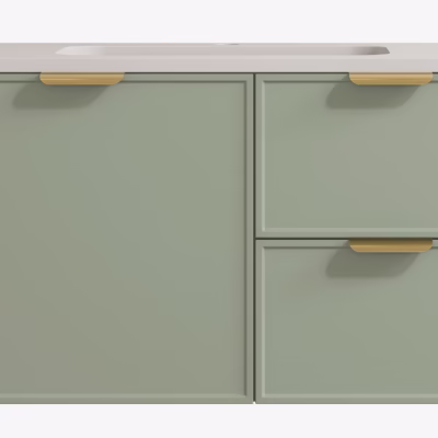 900MM Madura Federation Wall Hung Cabinet Olive Green (R Hand Drawers)