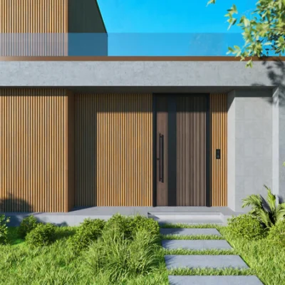 Oak & Black Outdoor Fluted Decor Panel