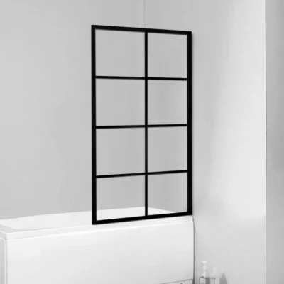 MATTE BLACK Grid Design Fixed Bath Screen