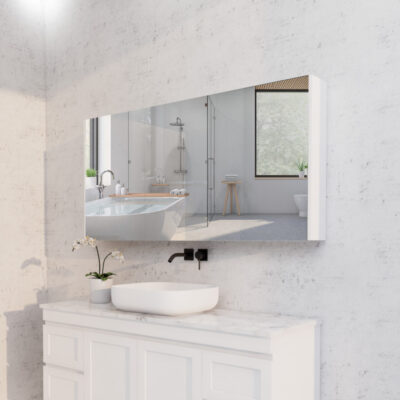ABS | RIVA GENEVA Matt White Mirror Cabinet 1500x720x150mm