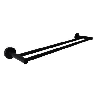 750mm Round Double Towel Rail (Matte Black) 400 Series
