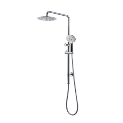 RUND Chrome Round Twin Shower System on Rail