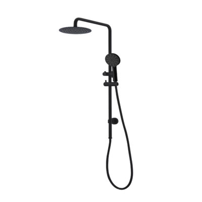 RUND Black Round Twin Shower System on Rail