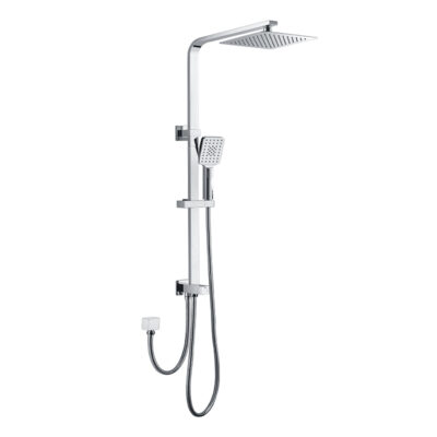ECKIG Chrome Square Twin Shower System on Rail