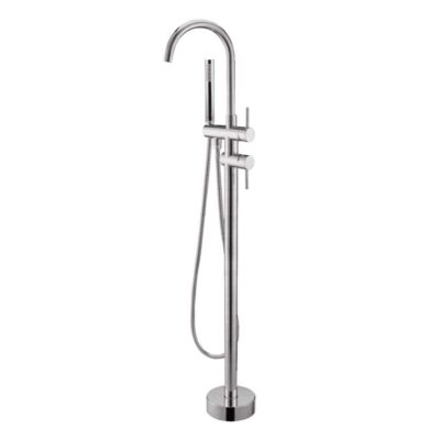 Brushed Nickel Freestanding Tap with Handheld Shower