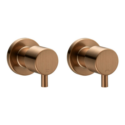 Brushed Copper Round Shower Wall Taps