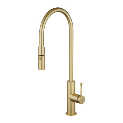 Light Brushed Brass Pull Out Kitchen Mixer