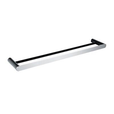 600mm Chrome RUSHY Black & Double Towel Rail