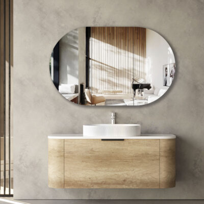 1200mm Natural Oak Bondi Wall Hung Curve Vanity