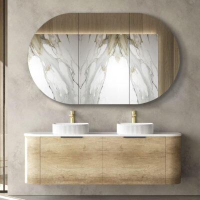 1500mm Natural Oak Bondi Wall Hung Curve Vanity