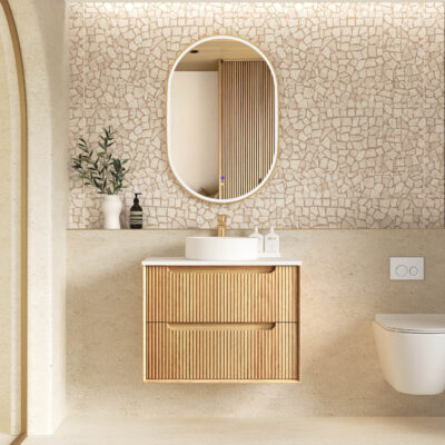 750mm Woodland Oak Byron Fluted Wall Hung Vanity