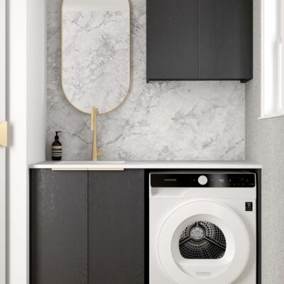 1305mm Black Oak Byron/Bondi Laundry Kit with Stone Top & Sink