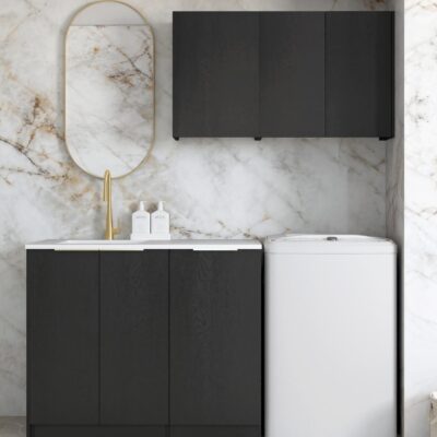 1715mm Black Oak Byron/Bondi Laundry Kit with Stone Top & Sink