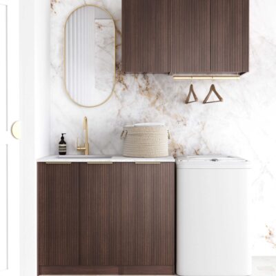 1715mm Sable Walnut Havana Fluted Laundry Kit with Stone Top & Sink