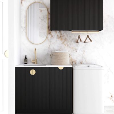 1715mm Black Marlo Laundry Kit with Stone Top & Sink