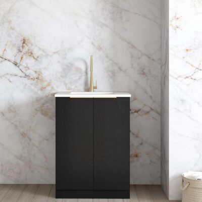 650mm Black Oak Mini Laundry Byron/Bondi with Stone Top & Sink