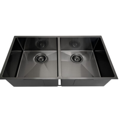 880 x 450 x 220mm Gun Metal Otti Arte Double Bowl Kitchen Sink
