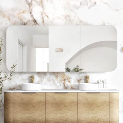 1800mm Natural Oak Soft Square Newport Shaving Cabinet