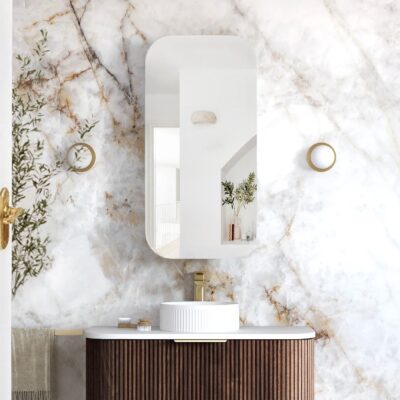 450mm Sable Walnut Soft Square Newport Shaving Cabinet