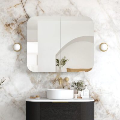 900mm Black Oak Soft Square Newport Shaving Cabinet
