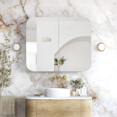 900mm Natural Oak Soft Square Newport Shaving Cabinet