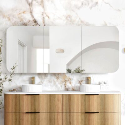 1800mm Woodland Oak Soft Square Newport Shaving Cabinet