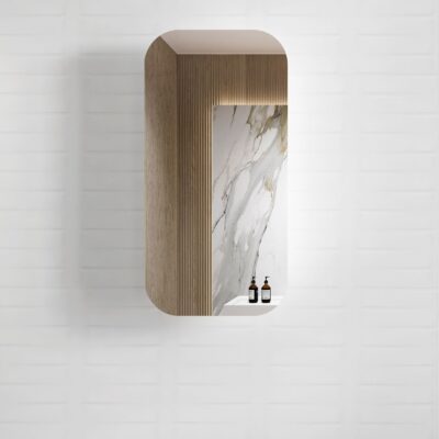 450mm Natural Oak Soft Square Newport Shaving Cabinet