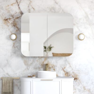900mm Matte White Soft Square Newport White Shaving Cabinet